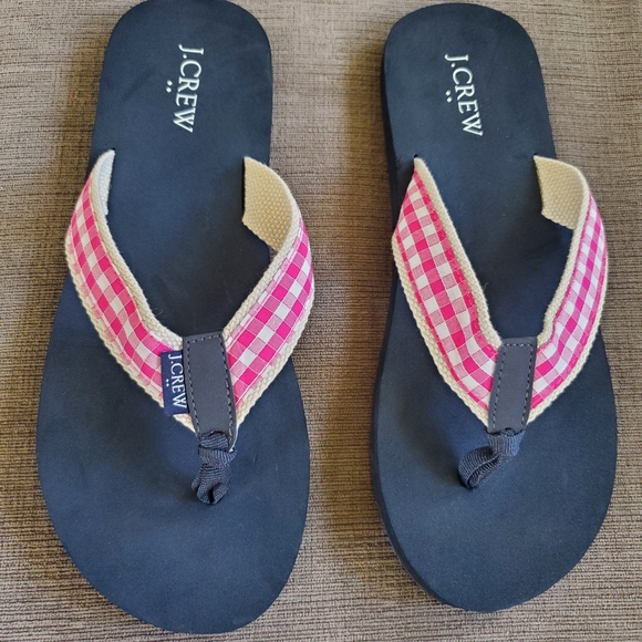 J. Crew Black and Pink Checkered Sandals - Picture 1 of 3